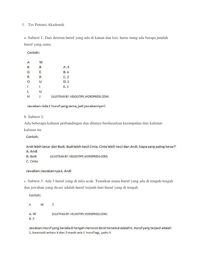 Contoh Tes Potensi Akademik Pertamina