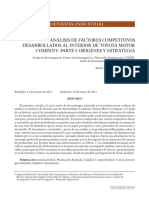 Análisis de Factores Competitivos Desarrollados Al Interior de Toyota Motor Company-Parte I: Orígenes Y Estrategia