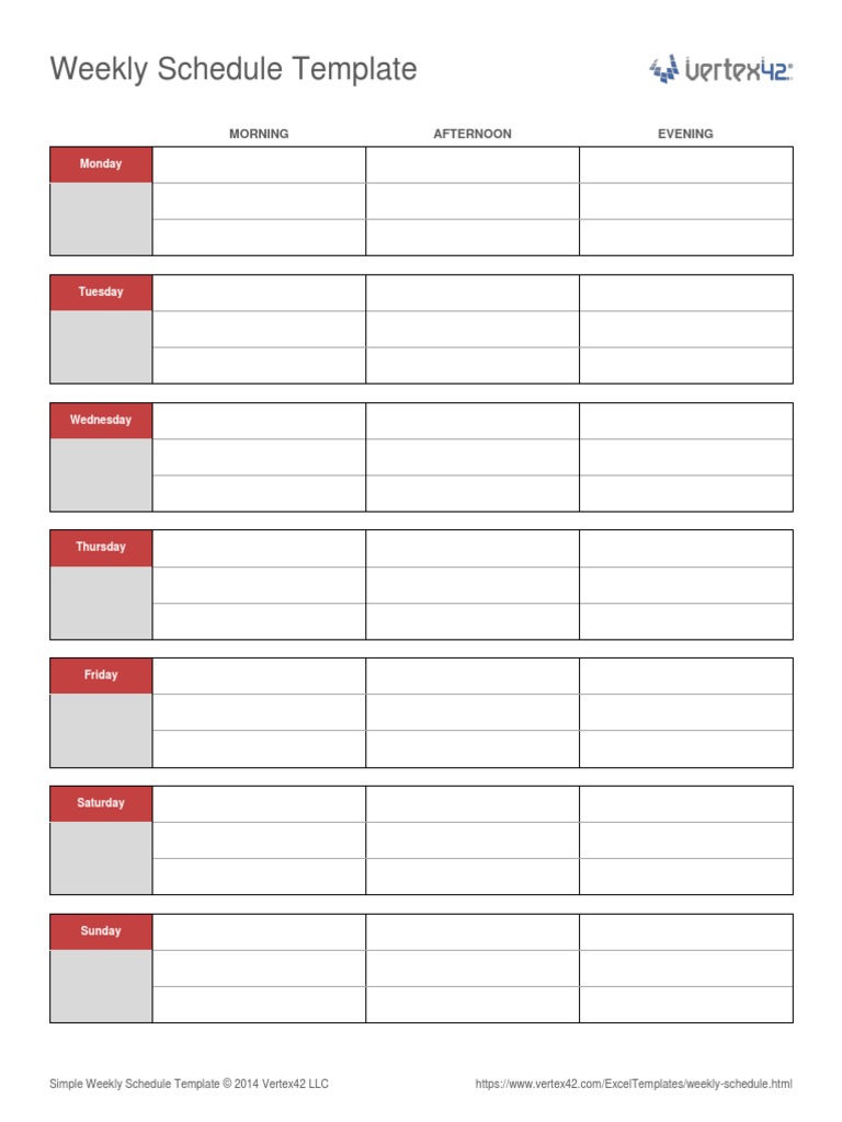 Simple Document Sample - Weekly Schedule | PDF | Career & Growth