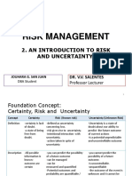 RISK MANAGEMENT: AN INTRODUCTION TO RISK AND UNCERTAINTY
