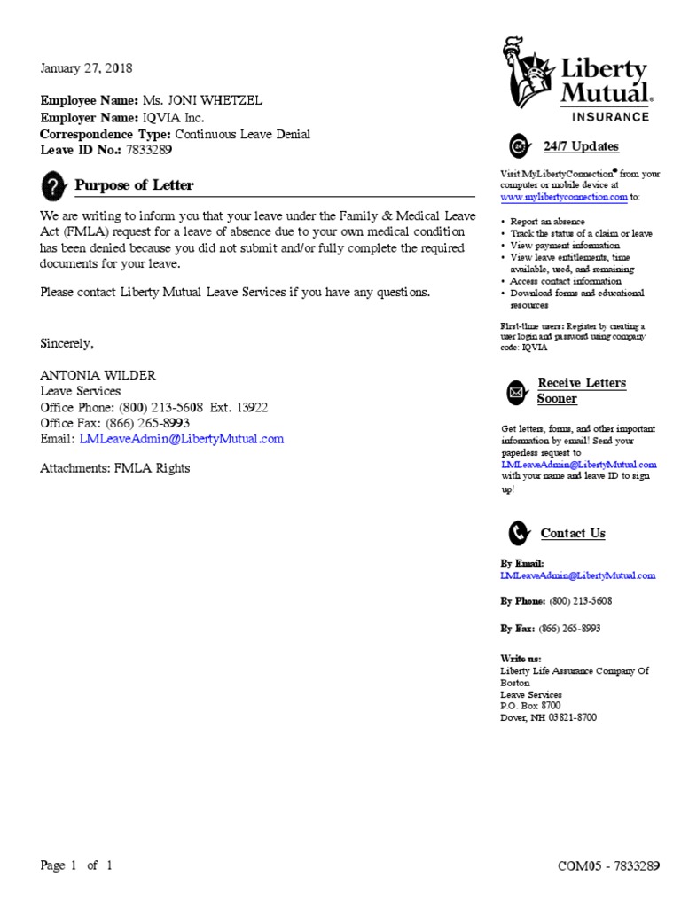 Com05 7833289 596629 PDF | PDF | Family And Medical Leave Act Of 1993 |  Employment