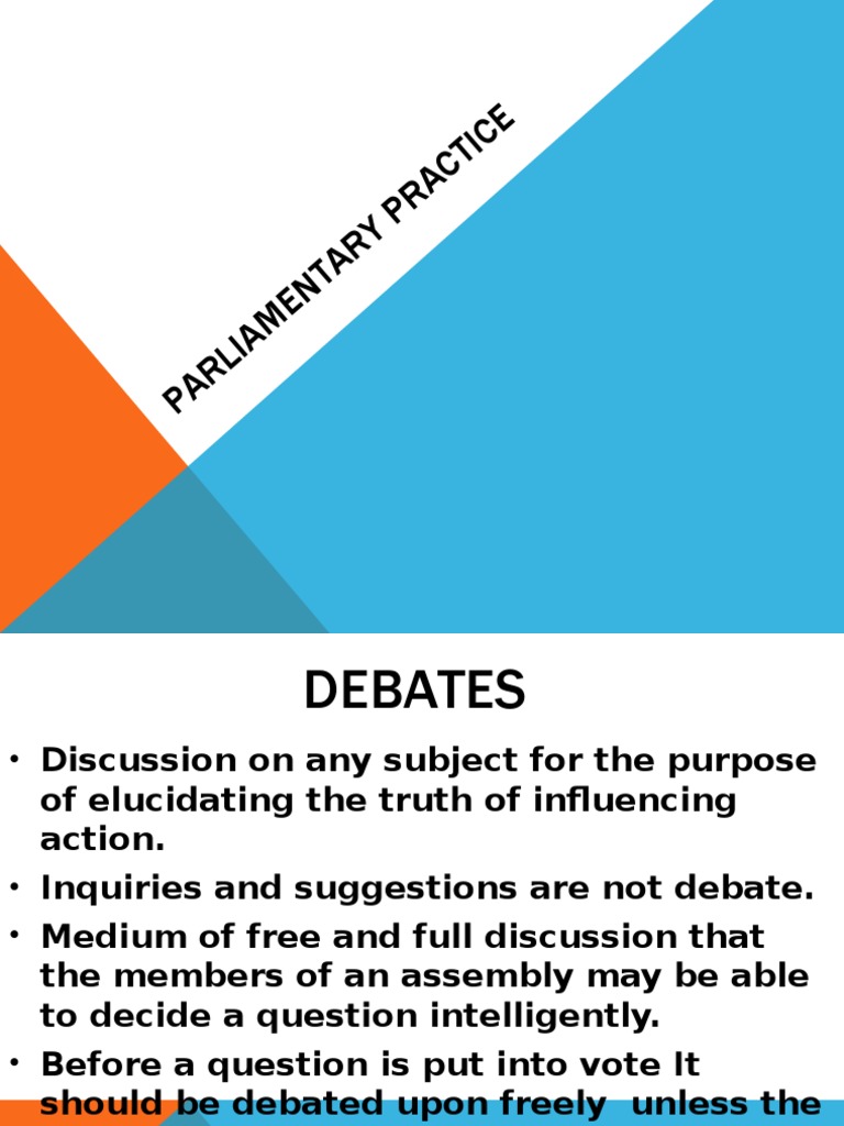 Parliamentary Practice and Debate Rules | PDF