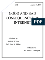 Good and Bad Consequences of Internet: Performance Task #2 August 27, 2019