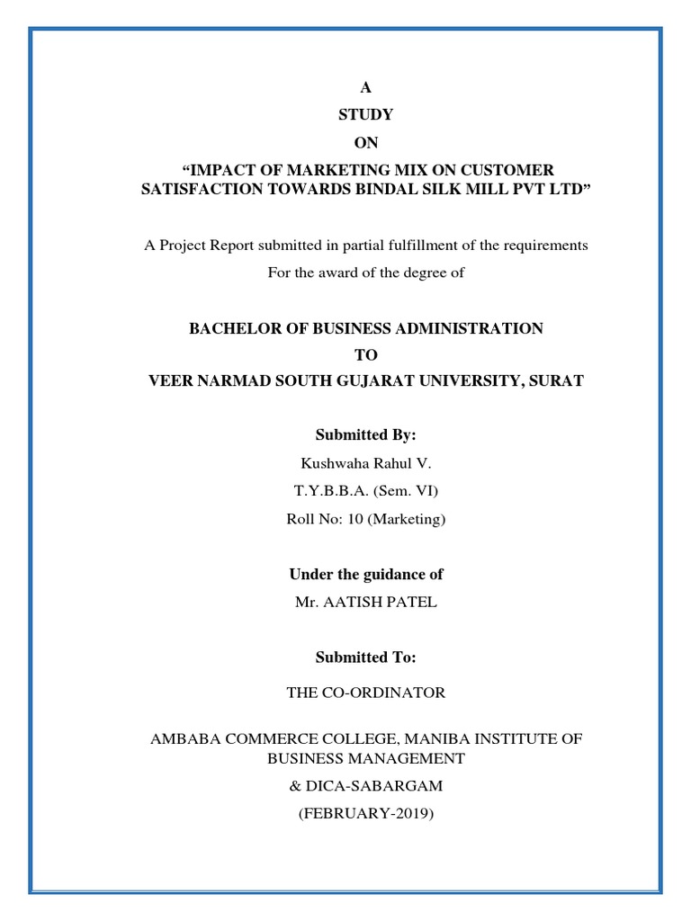 Project On Bindal Silk Mill Cotton Mill Textiles