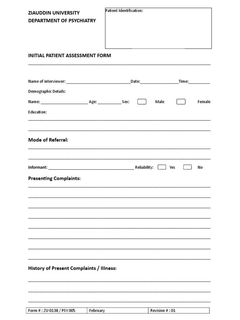 Initial Form - History | PDF | Psychiatry Related Fields | Neuropsychology