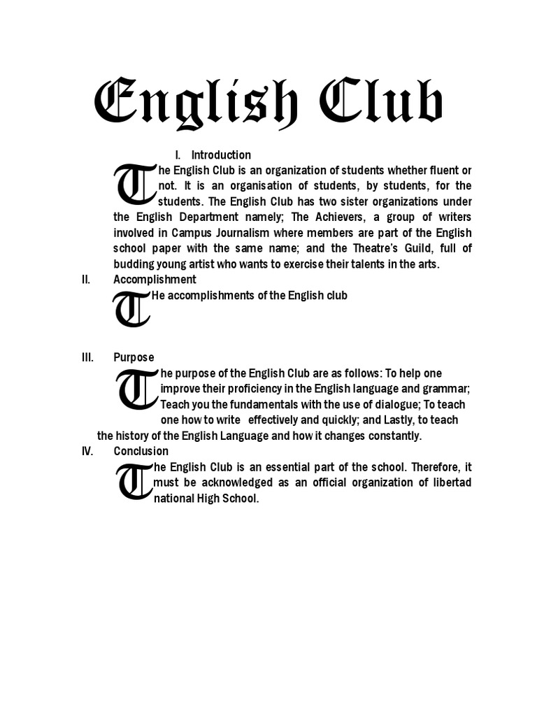 English Club | PDF | Travel | Language Arts & Discipline
