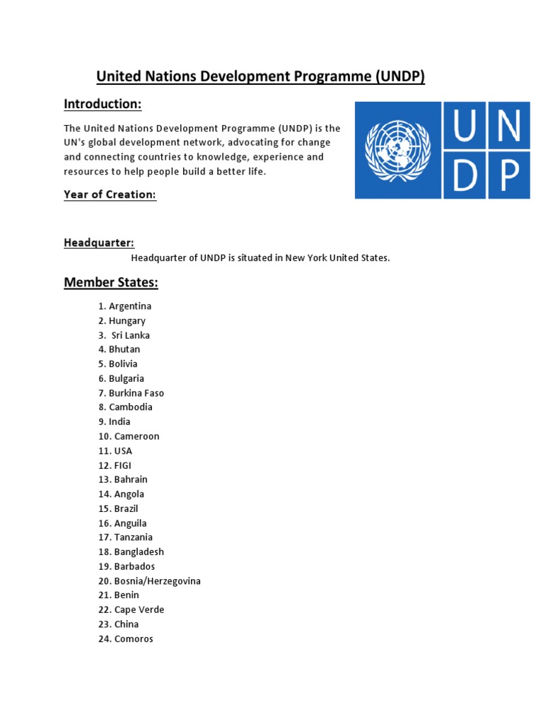 United Nations Development Programme Pdf United Nations Environment