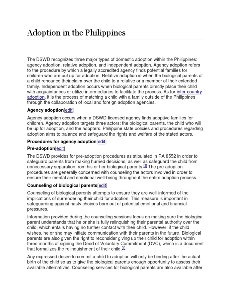 An Overview of the Adoption Process in the Philippines Types of