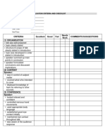 Oral Presentation Evaluation Criteria and Checklist