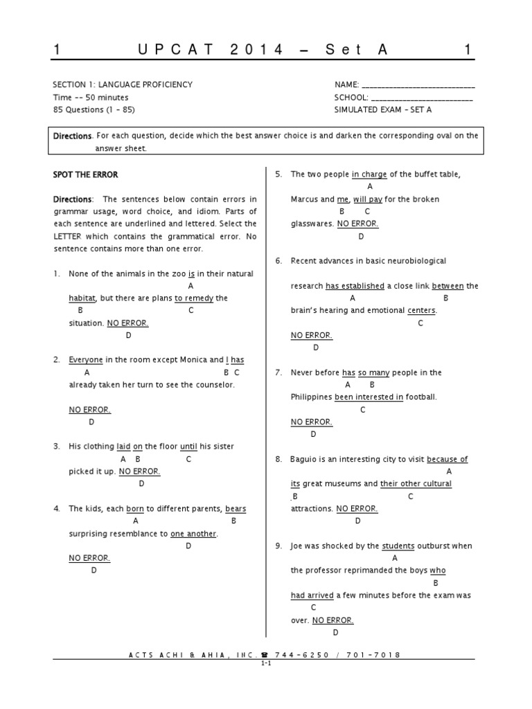 UPCAT - Language Proficiency | PDF | Fires | Atmosphere Of Earth