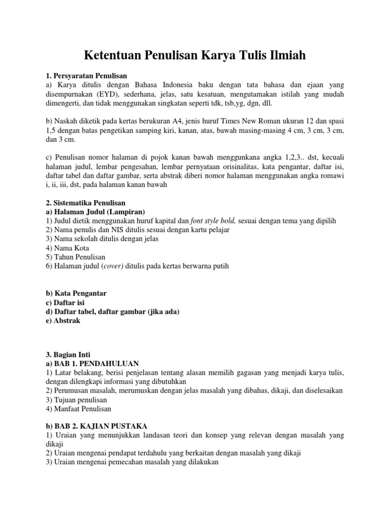 Ketentuan Penulisan Karya Tulis Ilmiah