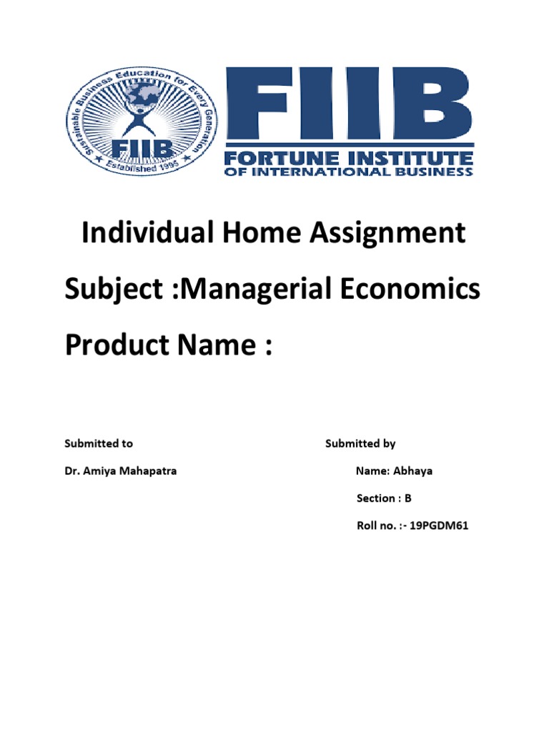 Managerial Economics Home Assignment | PDF