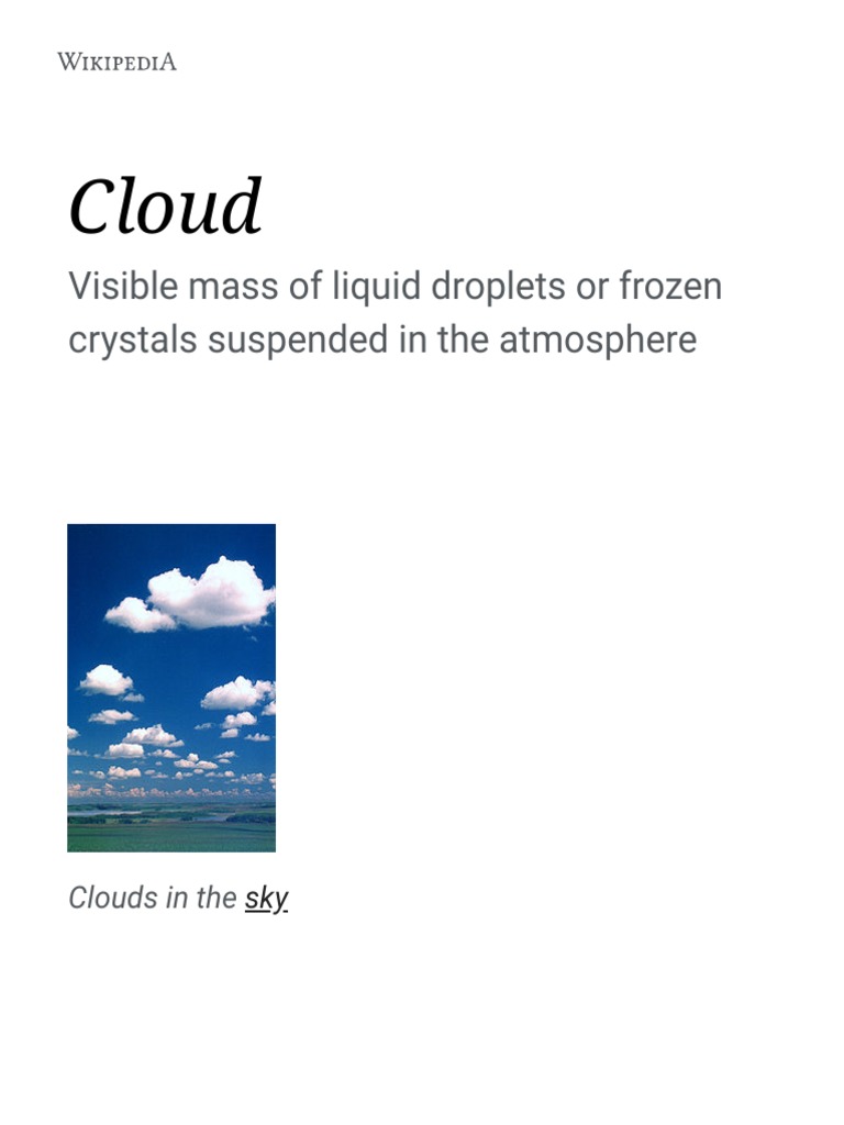 Clouds by Wiki PDF Cloud Water Vapor