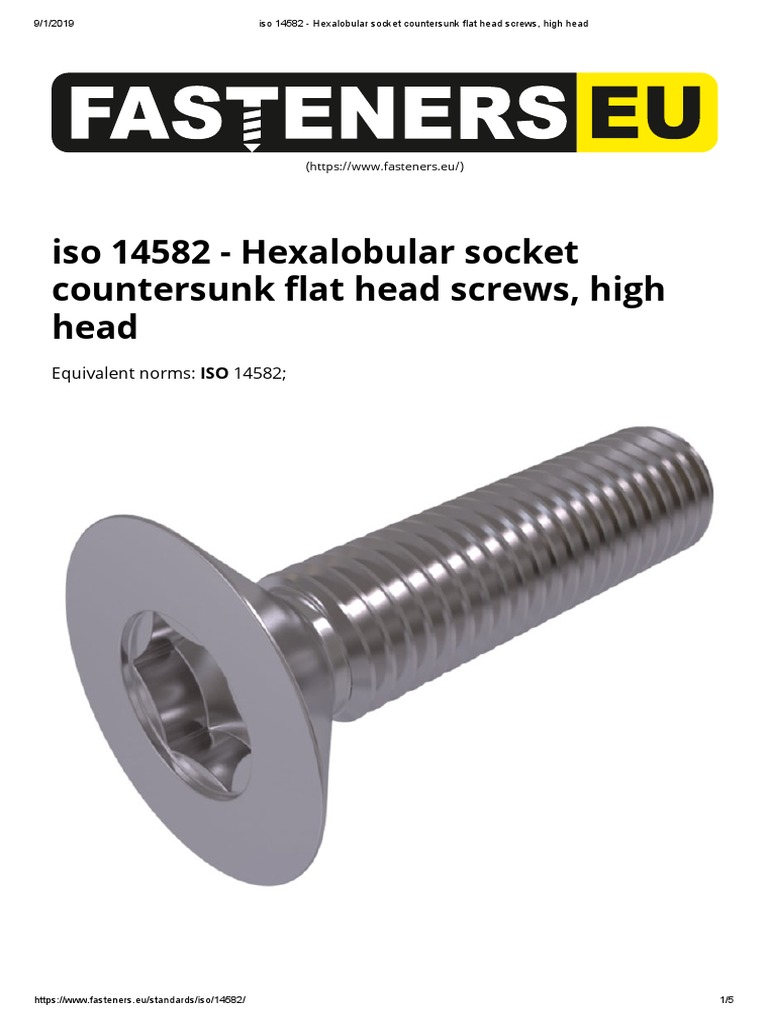 iso 14582 Hexalobular socket countersunk flat head screws, high head