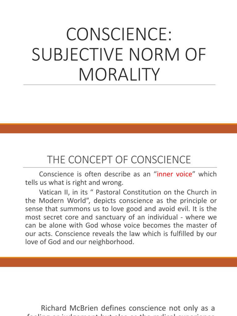 Conscience Subjective Norm of Morality PDF Conscience Morality