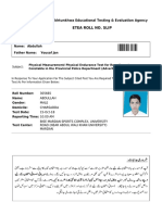 Etea Roll No. Slip: Khyber Pakhtunkhwa Educational Testing & Evaluation Agency