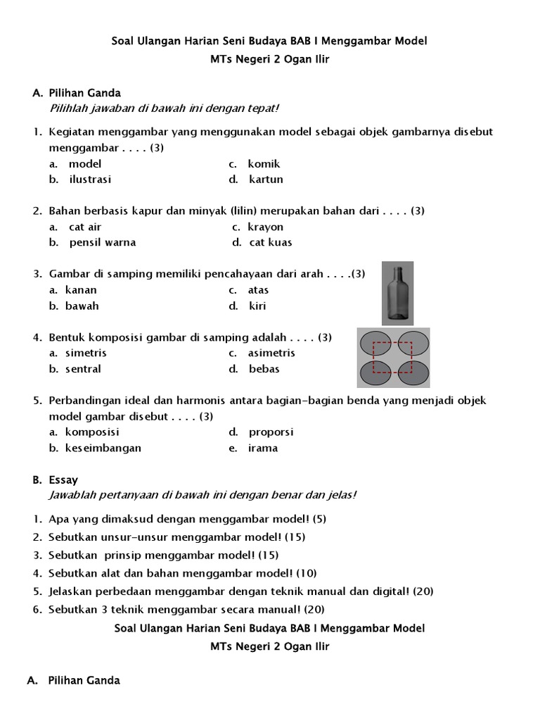 Soal Ulangan Menggambar Model Kelas 8 Pdf