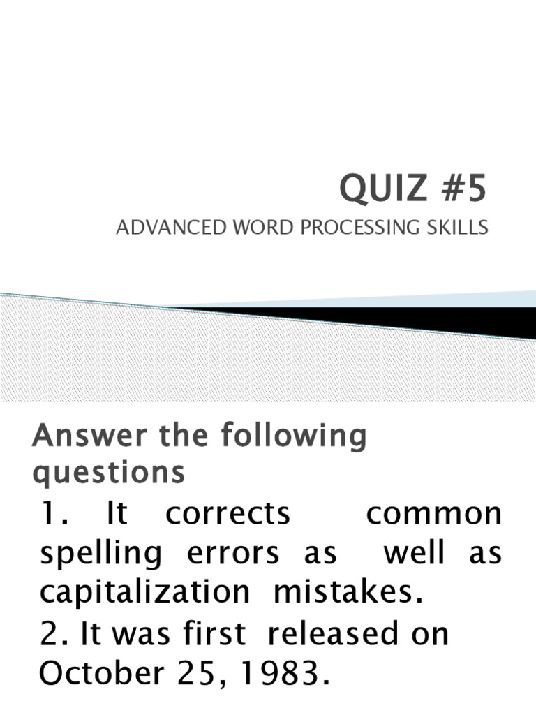 Quiz 5 - Advanced Word Processing Skills | PDF
