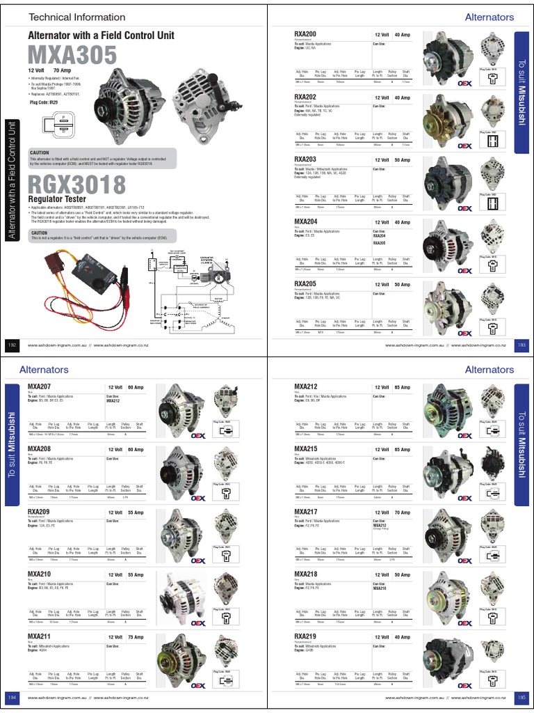 Alternators To Suit Mitsubishi PDF Engines Mechanical Engineering