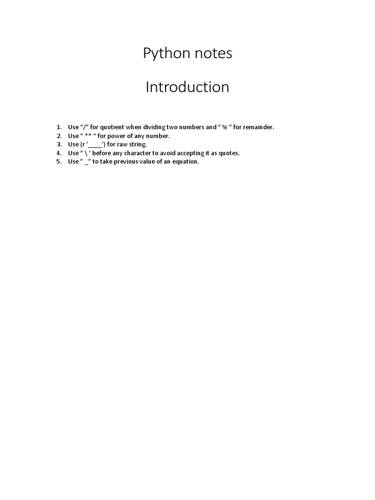 Python Notes (Self) | PDF