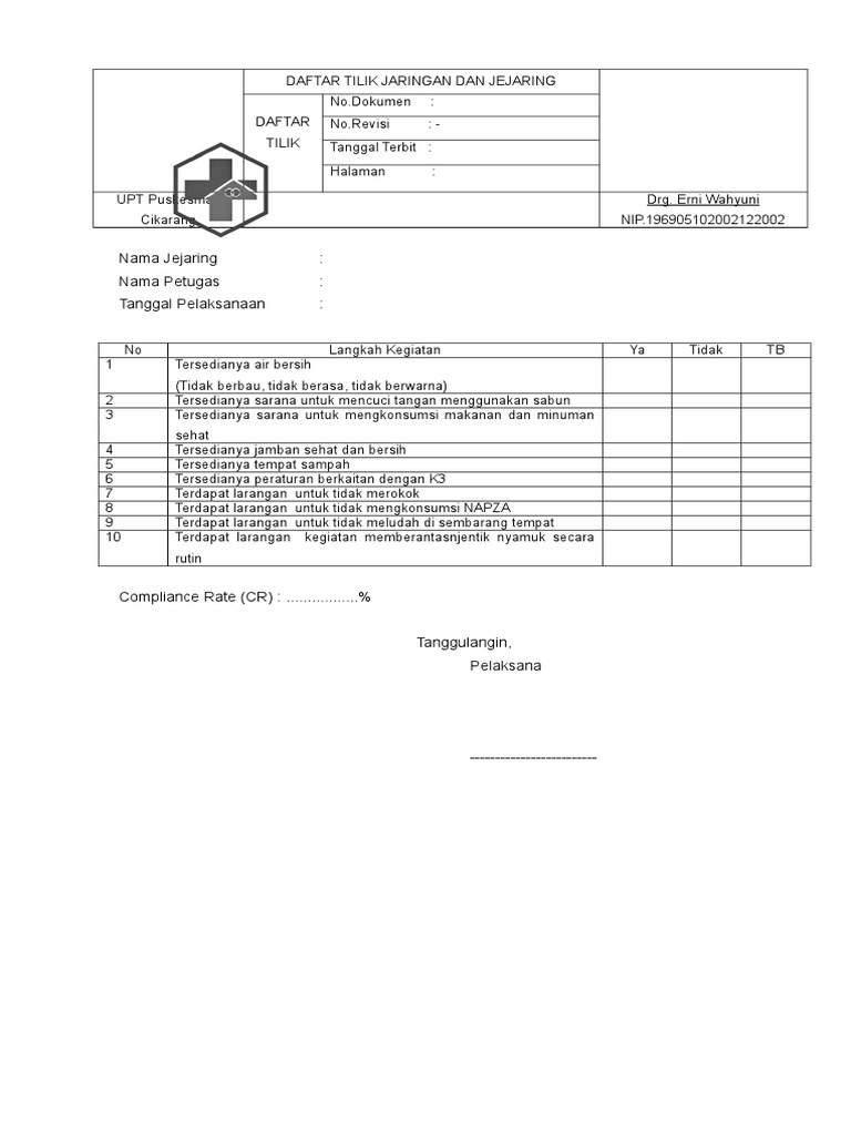 Contoh Form P2H untuk Excavator | PDF