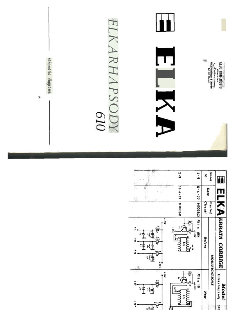 Elka Rhapsody 610 Schematic PDF | PDF