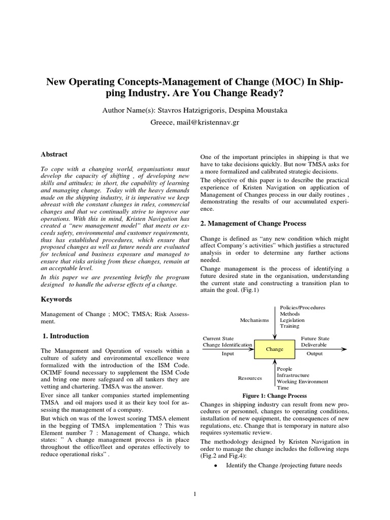 Management of Change (MOC) in Shipping Industry PDF | PDF | Risk | Risk ...