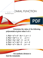 Polynomial Function: Remainder Theorem