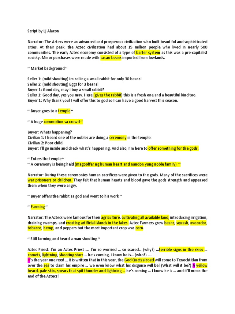 Aztec Script Role Play | PDF | Hernán Cortés | Aztec
