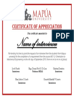 Certificate of Appreciation