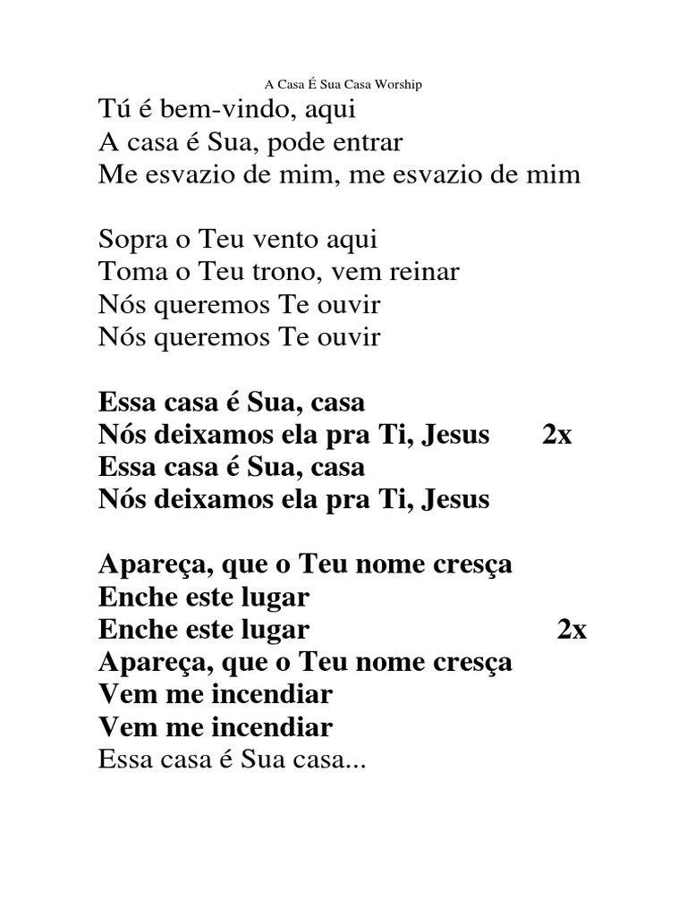 A Casa É Sua Casa Worship | PDF, image size:768x1024