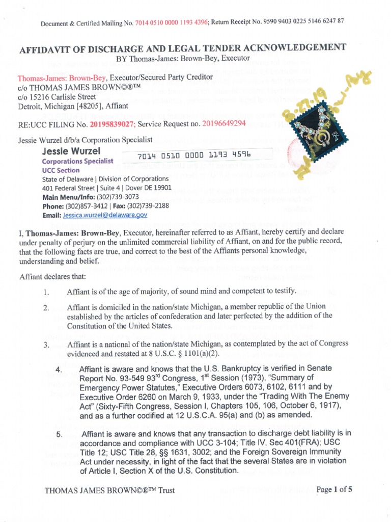 Affidavit of Discharge and Legal Tender Final | PDF | Legal Tender 