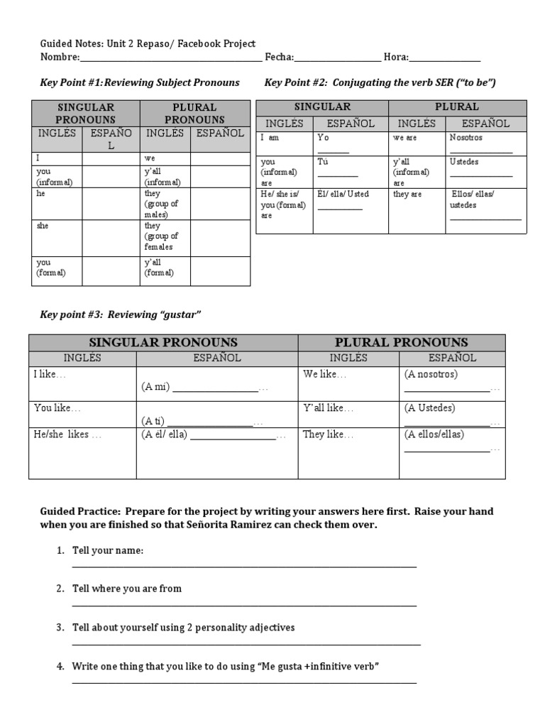 Singular Pronouns Plural Pronouns Singular Plural PDF Language