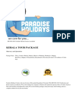 Kerala Tour Package: Itinerary and Quotation