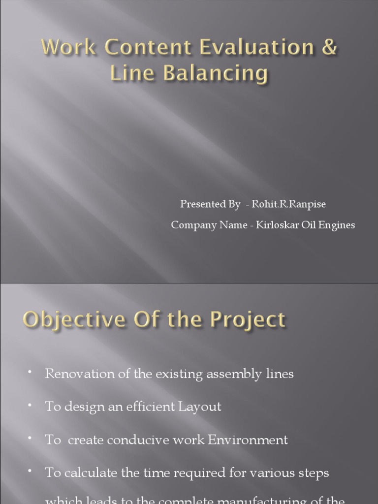 Work Content Evaluation & Line Balancing | PDF | Engines | Mechanical ...