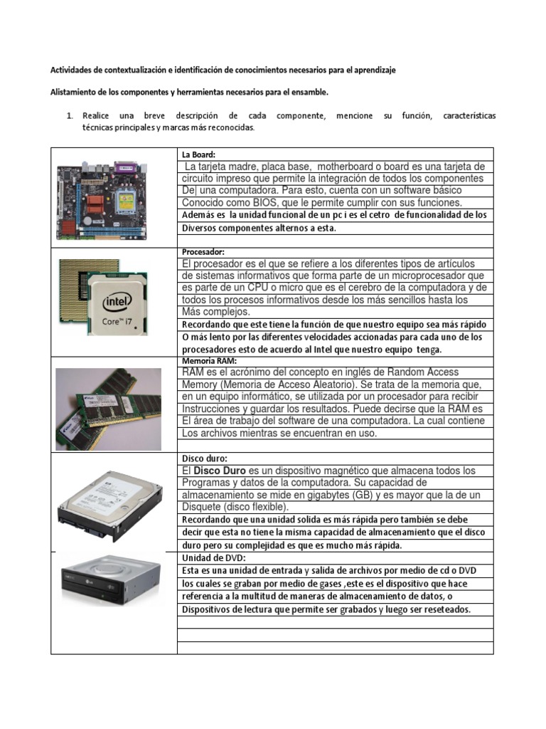Evaluacion Final | PDF | Hardware de la computadora | Memoria de acceso ...