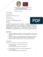 Fundamentos Sociológicos Da Educação CT D-217 Programa Do Curso