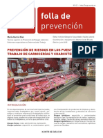 Folla de Prevencion. No 43 - Prevencion de Riesgos en Los Puestos de Trabajo de Carnicerias y Charcuterias I - Castelan