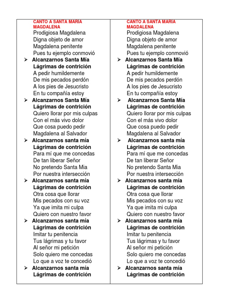 Canto a Santa María Magdalena | PDF