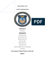 Government College Women University, Sialkot.: Mann-Whitney U Test Analysis and Interpretation