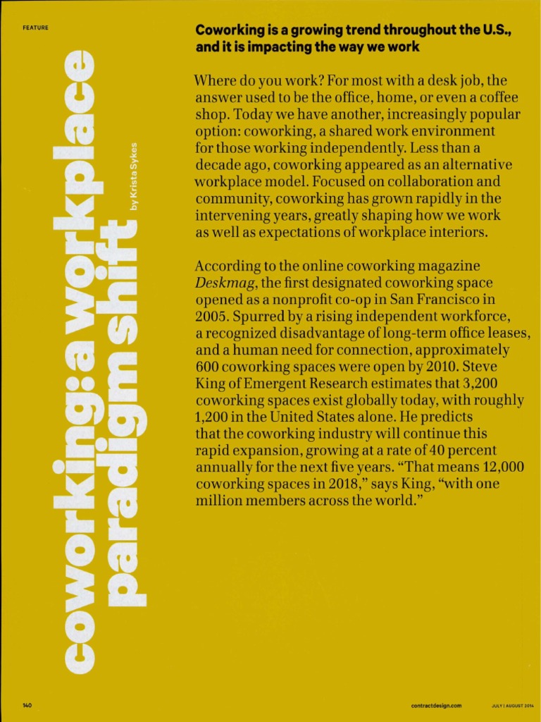 Coworking - A Workplace Paradigm Shift | PDF | Work–Life Balance | Design