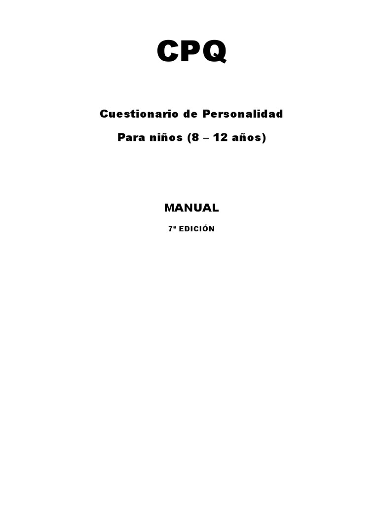 Cuestionario de Personalidad CPQ para Niños | PDF | Ocio