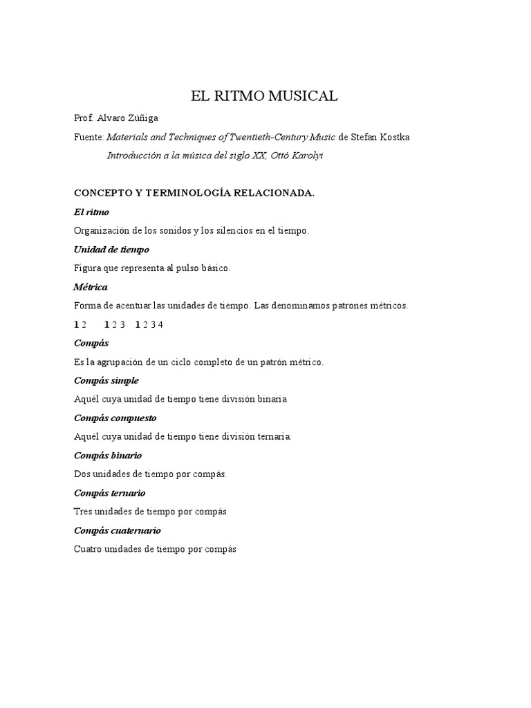El Ritmo Musical | PDF | Ritmo | Teoría musical