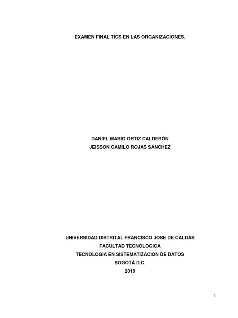 Examen Final sobre TIC en Organizaciones | PDF | Tecnología de ...
