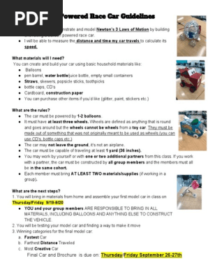 balloon powered race car guidelines 19-20