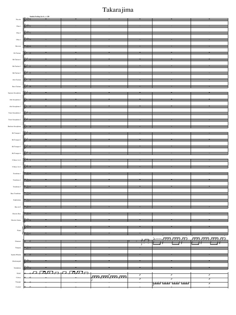 TAKARAJIMAページ 宝島 Takarajima Sheet Music with Chords for Piano, Trombone