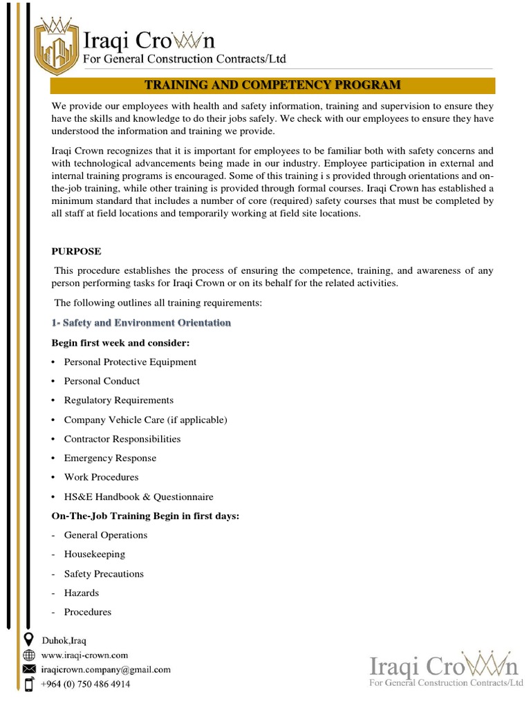Training and Competency Program | PDF | Employment | Occupational ...