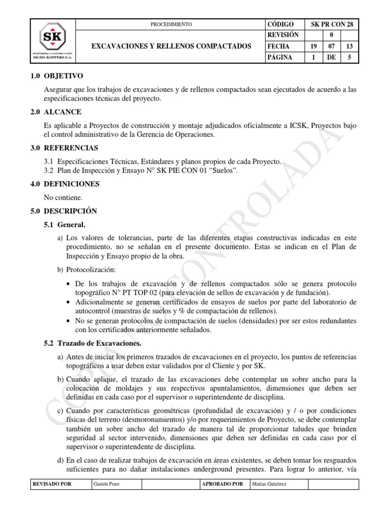 SK PR CON 28 R00 - Procedimiento Excavaciones y Rellenos Compactados ...