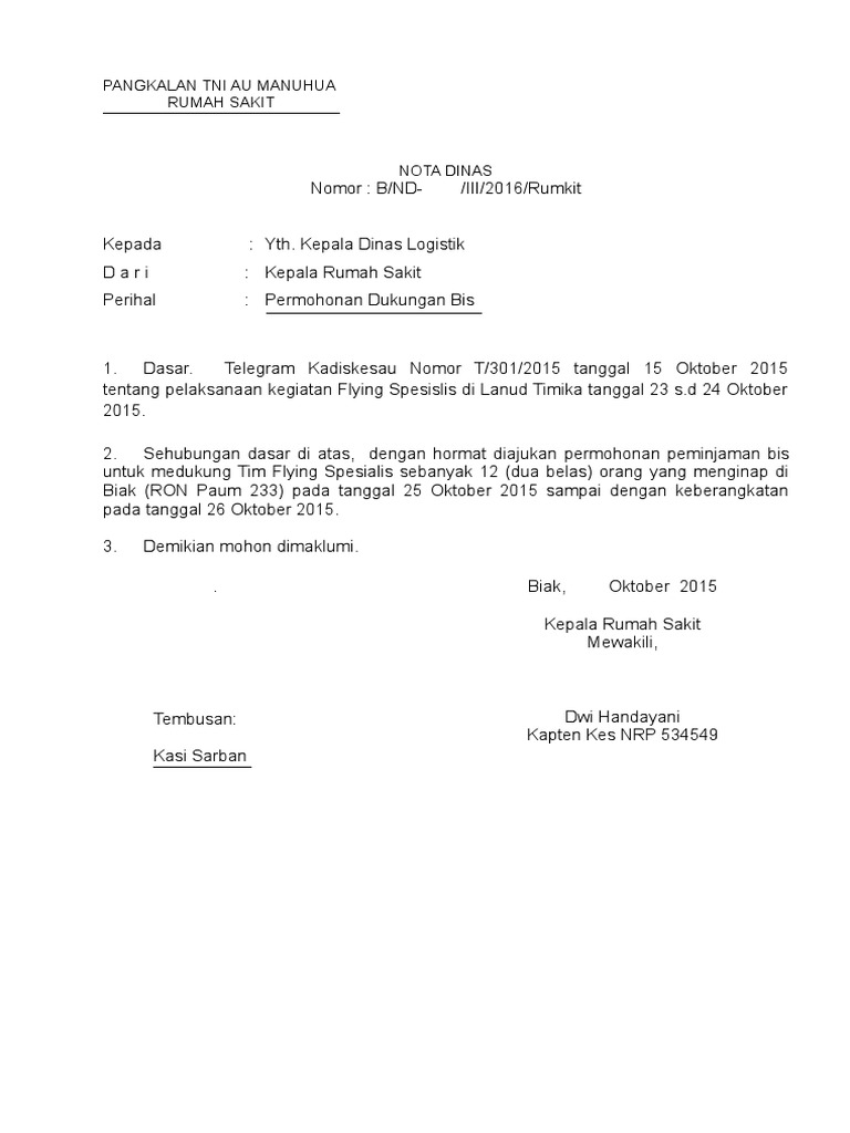 Nota Dinas Panjang