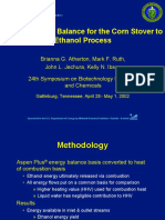 Overall Energy Balance For The Corn Stover To Ethanol Process